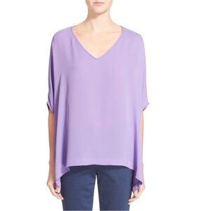 DIANE VON FURSTENBERG 100% Silk 'Adria' Poncho Blouse Lavender Purple S Small